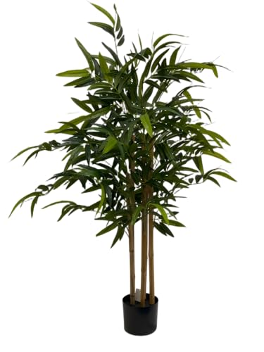 Kiko Artificial Plant Bamboo Tree -4 Ft Tall Fake Floor Plant with Plastic Pot for Office, Gymnasium Room, Living Room, Dinner Room, Shopping mall, and Other Decoration for Indoors - color: Gn