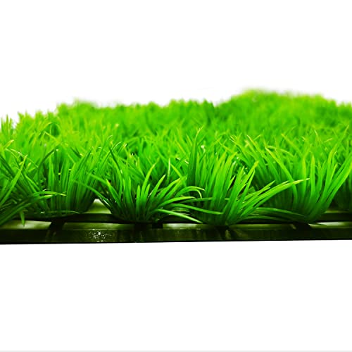 2pcs (10"X10") Artificial Aquarium Grass Mat Decorations Artificial Plastic Lawn Ornament Landscape Green Plants Decoration for Saltwater Freshwater Tropical Fish Tank Decor