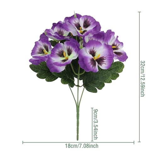 Realistic Silk Pansies Arrangement Colorful Artificial Flower for Home Decoration Table Centerpiece Bookshelf Display Silk Flower Arrangements - color: Autumn Red