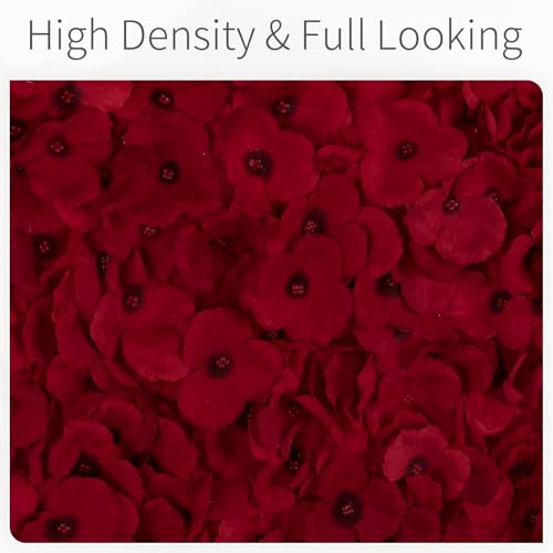 Flower Wall Panel Backdrop: 12 Pcs 24 x 16 Inch Red Artificial Hydrangea Floral Panels - color: Red, size: 12 PCS