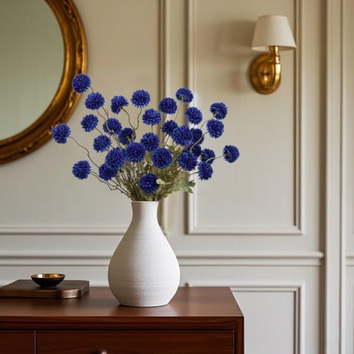 DuHouse 6pcs Artificial Flowers Faux Silk Pompon Mum,Silk Small Mini Chrysanthemum Ball with Stems for DIY Wedding Bouquets Centerpieces Vase Home Table Kitchen Decorations(Dark Blue) - color: Dark Blue, size: 6pcs