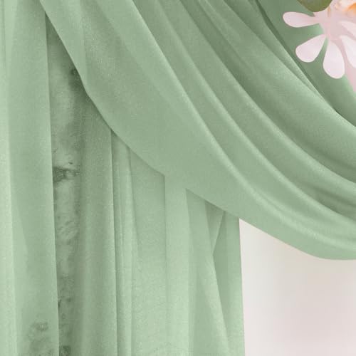 DeZerlor Wedding Arch Draping Fabric 29" x 20 FT Drapes for Backdrop Sheer Curtains for Romantic Bridal Baby Shower Decorations Ceremony Birthday Party Outdoor Events, Sage Green - color: Sage Green
