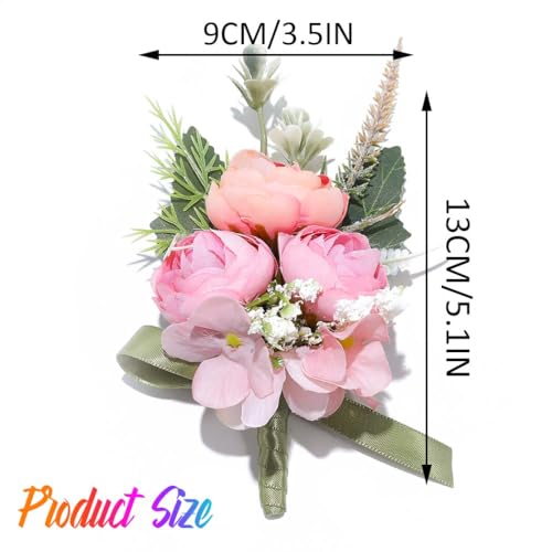 Bride Wedding Rose Boutonniere Men's Flower Buttonholes Groomsmans Prom Suit Decoration for Men (Pink) - color: Pink