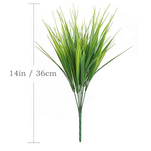 CATTREE Artificial Shrubs Bushes, Plastic Wheat Grass Green Leaves Fake Plants Wedding Indoor Outdoor Home Garden Verandah Kitchen Office Table Centerpieces Arrangements Christmas Decoration 4 pcs - color: Wheat Grass-4 Pcs
