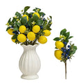 13 Inch Artificial Lemon Branches (6 Pack), Lifelike Faux Fruit Lemon Blueberry Stems for Home Decor Wedding Flower Arrangements Holiday Decorations