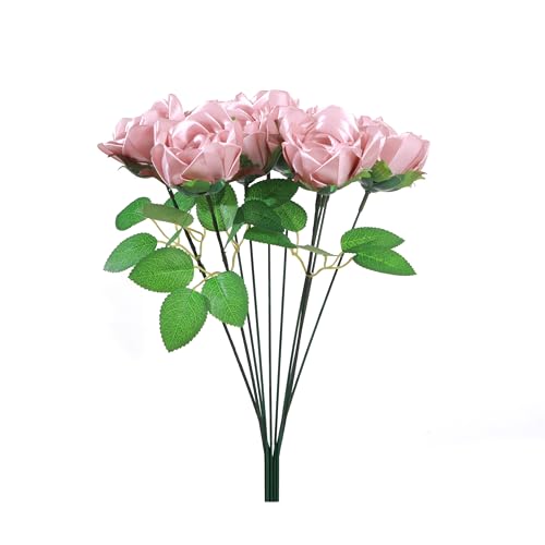 Eternal Rose DIY Supplies: 100Pcs Pre-Made Satin Petals, Create Handcrafted Forever Flowers for All Celebrations & Parties (Bean Pink) - color: 100 Pcs Bean Pink