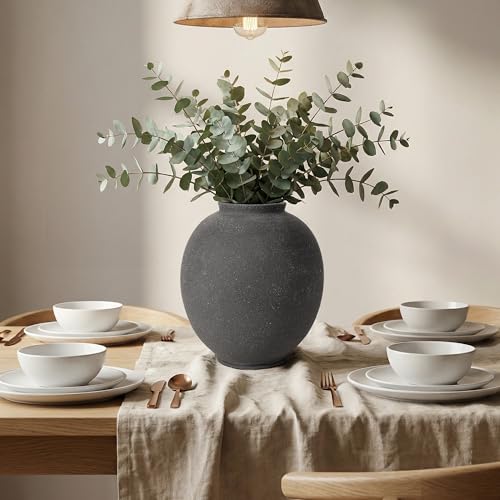 Black Ceramic Large Vase - 9.84 Inch Round Modern Ceramic Vases,Tall Vase for Decor Living Room Table Decor and Festive Home Interiors - size: 9.84Inch