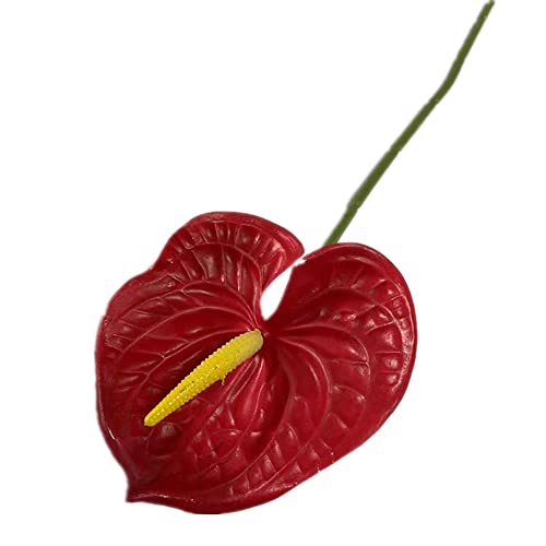 8pcs Artificial Anthurium Flower Branch 60cm 3D Printing Effect Faux Real Touch Single Stem per Piece Anthurium for Home Table Floral Decoration (red) - color: Red