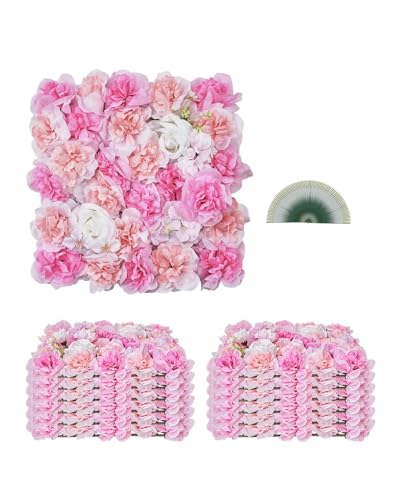 VEVOR 3D Flower Wall Panel, Artificial Floral Wall Background Mesh Backing Mat,Seamless Design&Easy Installation for Wedding Valentines Day Home Baby Party Backdrop Decor,Pink - color: Flower, size: 15*15IN 12P
