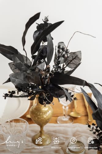Ling's moment Artificial Greenery Stems Box Set, 36pcs with 8 Kinds of Faux Flowers Picks for DIY Bridal Bouquets Wedding Floral Arrangement Table Centerpieces, Black - color: Blk-black