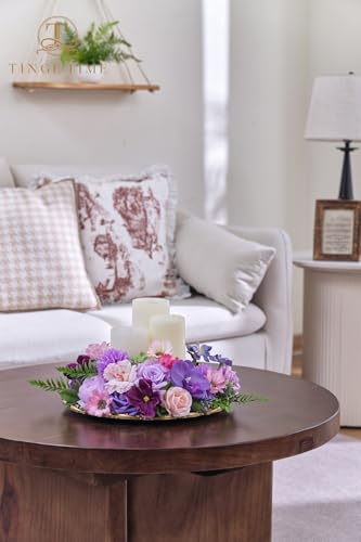 TINGE TIME Fake Flowers Artificial Flowers Peonies Bulbous Chrysanthemum Daisy Hydrangea Sunflower Violets Dahlia Daffodils Epiphyllum Orchid Cherry Blossom Camellia Leyaron (Purple) - color: Light Purple
