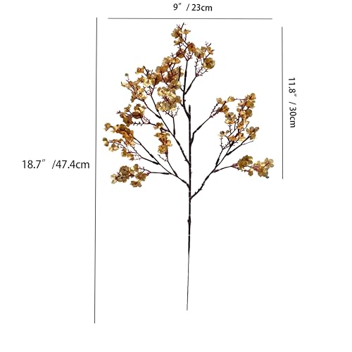 ONLY ART Gold Silk Baby’s Breath Flowers – 6 Bundles, 18.7" Faux Florals with Flexible Stems for New Year and Valentine's Day Elegant Home, Wedding & Event Décor - color: Gold