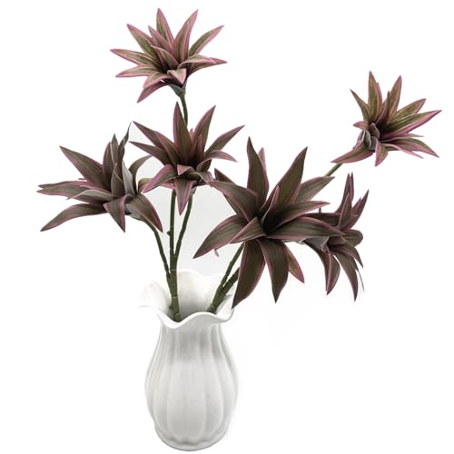 Fake Dracaena Plant, Artificial Greenery Branches 18.5" Realistic Shrubs Small Leaves Stems Faux Plants for Indoor Outdoor Garden Potted Wedding Party Office Planter Filler DIY Decoration Purple 2 Pcs - color: Dracaena Reflexa - Purple 2 Pack