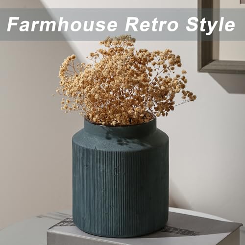 Farmhouse Vase for Home Decor, Vintage Rustic Terracotta Flower Vase Suitable for Home Decor, Living Room, Shelf, Dining Table. 7IN. Blue - color: Retro-6, size: 6.1 x 7 inches
