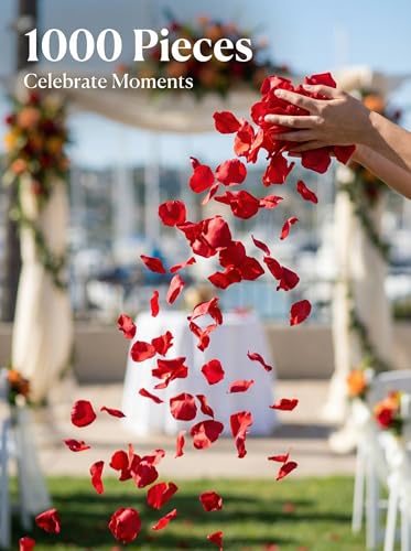 1000 Pcs Artificial Fake Rose Petals,Flower Petals for Romantic Night, Engagement, Party, Wedding, Event Flower Decoration(Red) - color: Red, size: 1000Pcs