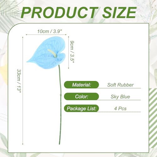 uxcell 4Pcs 11inch Artificial Anthurium Lily Flowers, Permanent Flower Bouquet for Home Arrangements Wedding Festival Decoration Crafts Store Decor Accessories, Sky Blue - color: Sky Blue