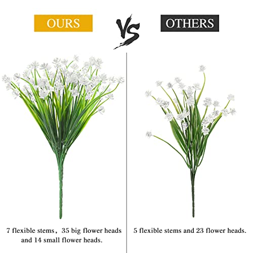 AmyHomie 20 Bundles Artificial Flowers for Outdoor Outside Spring Summer Decoration UV Resistant Faux Flowers No Fade Fake Plastic Plants Garden Porch Window Box Decorating (Pure White) - color: Pure White, size: 20