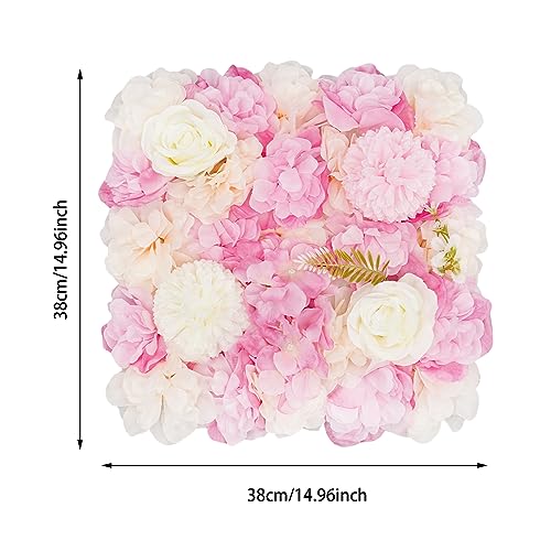 Artificial Flower Wall Panels, 6PCS Dahlia+Rose+Hydrangea Wedding Flower Wall, 3D Floral Panels Artificial Floral WallMat Flower Screen for Photo Party Wedding WallBackground Decor, White+Pink - color: 6 Pcs Pink+white