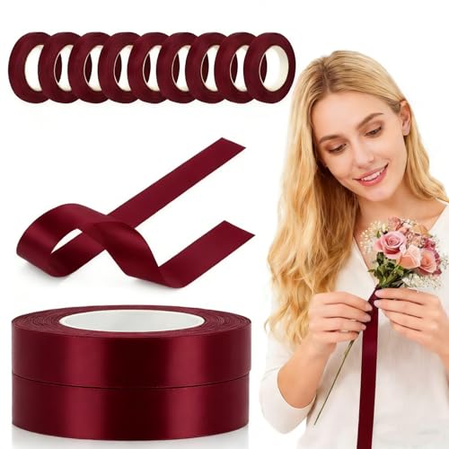Floral Tape for Flower Arranging - 12 Rolls 1/2" x 20Yd Red Self-Sealing Florist Tape, Adhesive Wrap for DIY Bouquets, Eternal Roses & Craft Stems - color: 12 Rolls Red