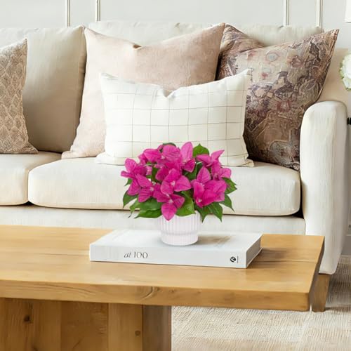 2 Pack Artificial Bougainvillea Plant with Pot, Fake Bougainvillea Flower Potted Plant for Indoor Home Living Room Office Wedding Party Tabletop Decoration, Pink - color: Pink