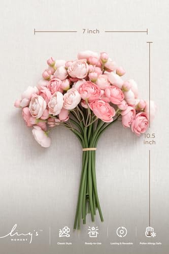 Ling's moment Ranunculus Artificial Flower, Faux Silk Mini Ranunculus Flowers for DIY Bouquet, Bulk Fake Wedding Filler Flowers for Centerpieces Arrangements Bridal Shower Decorations, Dusty Rose - color: Pk-dusty Rose
