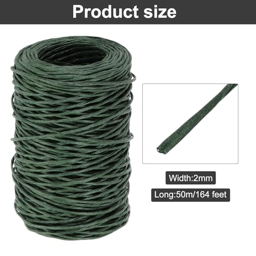 MECCANIXITY Floral Wire 164ft/50m 2mm Vine Bind Wire Rustic Craft Wrapping Metal Wire for Flower Bouquet Wreath Making, Navy Green - color: Navy Green, size: 2mmx50m