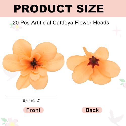 uxcell 20 Pcs Artificial Cattleya Flower Heads, Fake Cattleya Heads Bulk Artificial Flowers for DIY Wedding Bouquets Centerpieces Party Home Decorations, Autumn Orange - color: Autumn Orange