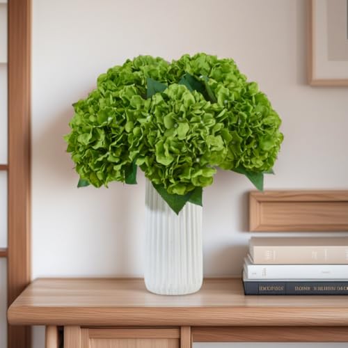 8pcs Fake Flowers Silk Hydrangea Artificial Flowers Bouquets Faux Hydrangea Stems for Home Table Centerpieces Wedding Party Decoration - color: Green