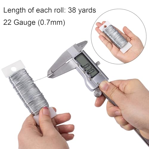 114 Yards 22 Gauge Metal Floral Flexible Paddle Wire for Christmas Wreath Tree, Floral Flower Arrangements (Silver) - color: Silver