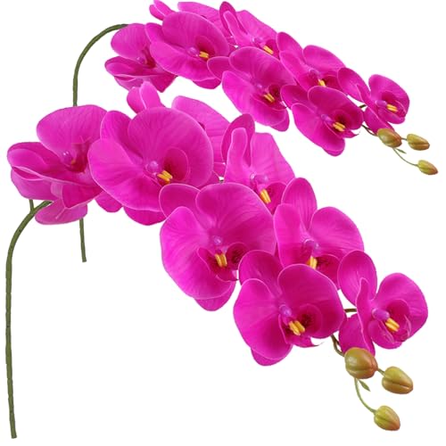 FagusHome Artificial Phalaenopsis Flowers Branches 9 Large Blooms Artificial Orchid Flowers Stem Plants 42 Inches 2 Pcs for Home Wedding Décor (Purple) - color: Purple