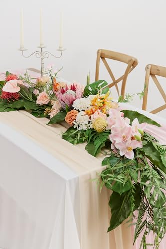 MISSPIN 9FT Eucalyptus and Willow Leaf Garland,Artificial Flowers Fake Flower Peony Rose Vine Greenery Decorative Wall Hanging Plant for Wedding Arch Door Arrangement Party Decor - color: Blush Pink