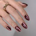 32Pcs Soft Gel Press on Nails for Women, Brown Cateye, Short Almond | Magnetic Glass Cat Eye False Fake Nails Press Ons for Office Daily Wear, Salon Quality Reusable Glue & Stick on Nail Gift Kit - color: 1A-Brown Cateye