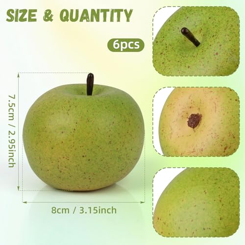 Gresorth 6pcs High Grade Fake Green Apple Decoration Artificial Realistic Fruit Simulation for Home Party Holiday Christmas Display - color: K