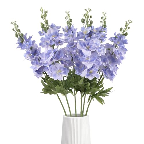 IPOPU 6PCS Light Blue Delphinium Flowers 28.74'' Artificial Snapdragon Fake Larkspur Flowers Bulk for Wedding Garden Home Floral Arrangement Centerpiece (Light Blue) - color: Light Blue