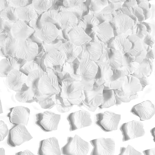 1000 Pcs Rose Petals Artificial Silk Flower Petals Romantic Decorations for Wedding Engagement Birthday Event Anniversary Party Backdrop Supplies White - color: White