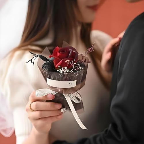Red Mini Aromatherapy Soap Rose Bouquet – Luxury Scented Artificial Flower Arrangement for Women, Romantic Valentine’s Day Gift, Home & Car Decoration, Desk Display, DIY Surprise Present