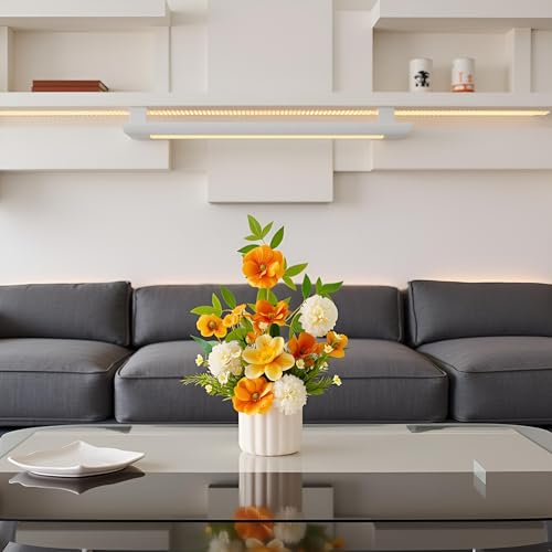 Artificial Fall Flower in Vase Silk Hydrangeas Flowers,Faux Flower Arrangement Suitable for Home Office Decoration, Dining Table Centerpiece - color: Autumn