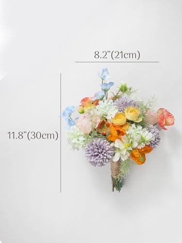 Rinlong Pastel Bridesmaid Bouquet for Wedding, Prom, Homecoming | Silk Bridal Bouquet, Destination Friendly - color: 03-pastel Pink & Purple