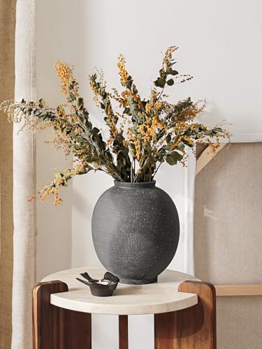 Large Blak Ceramic Vase - 9.8 Inch Rustic Farmhouse Flower Vase for Home Decor, Minimalist Tall Vases for Living Room, Table, Bathroom, Holiday & Weddings,Sandstone Dark Grey - color: Sandstone Dark Grey, size: 9.8 Inch