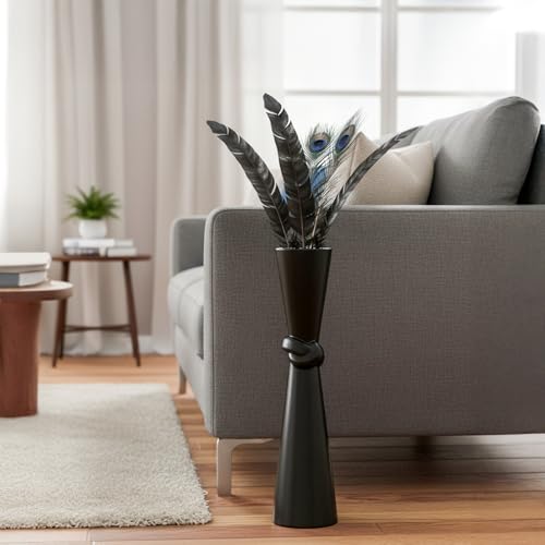 Tall Black Floor Vase 23.6″ – Glossy Resin Decorative Floor Vase for Pampas Grass, Branches & Dried Flowers, Modern Farmhouse Indoor Home Decor - color: Black