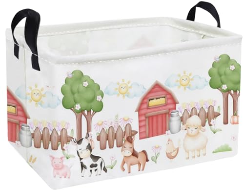 Essme Rectangular Farm Basket,Kids Baskets Empty with Handles,Cute Baskets for Kids Room Decor,Boys and Girls, Gift Basket,(Animal Farm) - color: Animal Farm