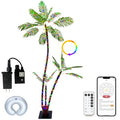 SOSHOT 6FT Lighted Artificial Palm Tree with Three Trunks and 212 LED Lights with Remote Control and App Waterproof for Tiki Bars, Patios,Beaches,Yards Pool, Cruise Party-Warm White to Multicolor - style: 6FT Warm White to Multicolor