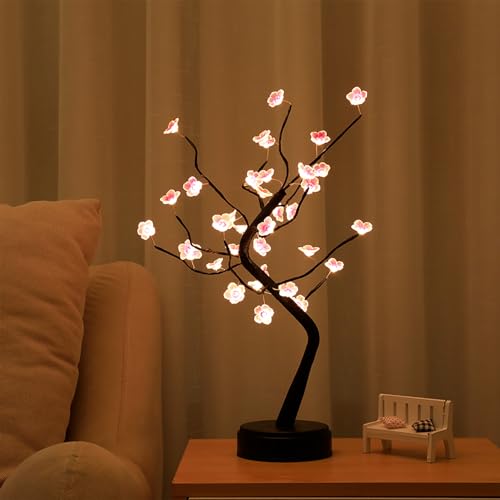 36 LED Cherry Blossom Sparkly Fairy Spirit Tree Lights, DIY Artificial Tree Battery/USB Operated, Tabletop Tree Lamp for Bedroom Christmas Indoor Room Decor Night Lights (Warm White) - color: Warm White, size: 36LED without Remote