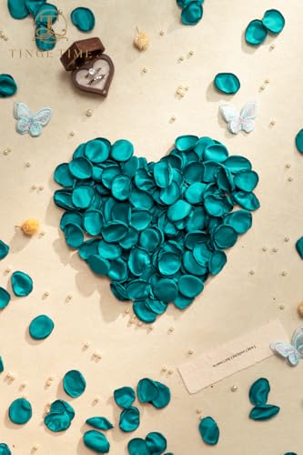 TINGE TIME 200pcs Silk Rose Petals Peacock Green Flower Petals for Wedding, Flower Girl Basket, Aisle Runner, Romantic Dinner Centerpieces, Proposal, Party Confetti - color: Peacock Green