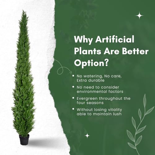 8 Feet Pre-Potted Evergreen Outdoor Artificial Cedar Tree for Front Porch Decor, Outdoor Entryway Decor Fake Tree, Tall Faux Tree with UV Resistant Coating (2 Pack) - style: 2 Pack