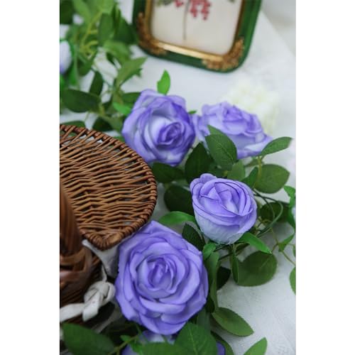 Felice Arts 2 Pack Pale Purple Artificial Floral Garland Each 6.5FT Fake Rose Vine Hanging Flower Garland for Wedding Flowers Table Arrangement Room Teepee Mirror Decor - color: Palepurple