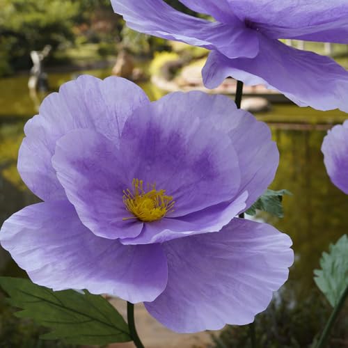 Giant Flowers,Oversized Artificial Flower with Gradient Petals,Large Paper Floral Decor with Stand for Wedding Backdrops, Event Parties, Photo Booth Props, Home Decoration (Purple) - color: Purple