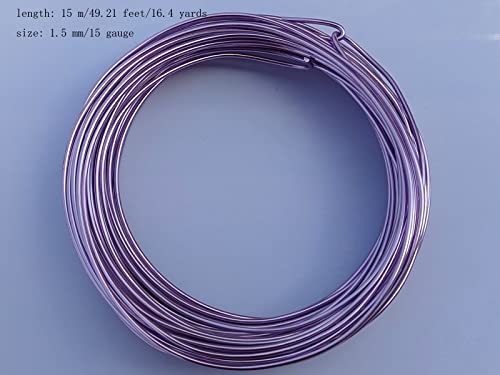 15 Gauge Anodized Aluminum Wire 49 Feet for Jewelry Making Craft DIY（1.5mm,Purple,41522） - color: Purple, size: 15 Gauge
