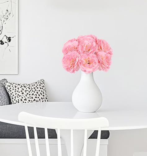 IPOPU Fake Carnations Pink Flowers Artificial 10PCS Carnations Flowers 11.4" Small Fake Flowers Silk Flower with Stems of Baby Shower Decorations Table Decor Centerpieces (Pink) - color: Pink