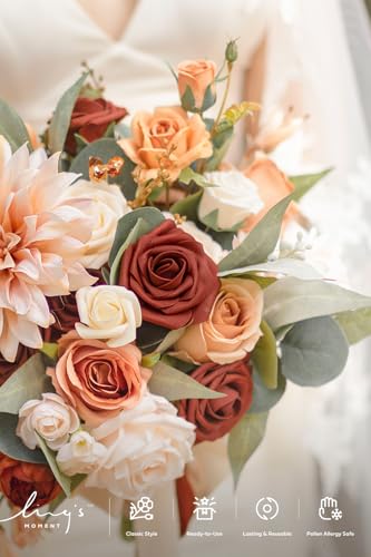 Ling's moment Artificial Flowers, 25Pcs 3" Roses in Amber Shades, Realistic DIY Foam Floral Decor for Wedding Bouquets/Centerpieces, Outdoor Party Backdrops, Room/Table, and Garden/Pot Decorations - color: Shades of Terracotta, size: 25Pcs